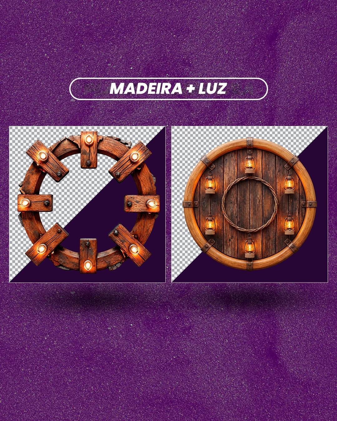 pack elementos madeira + luz